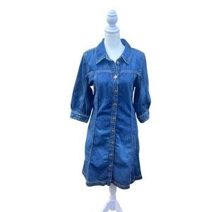 ba&sh Indigo Denim Lady‎ Button Down Shirt Dress Size Medium